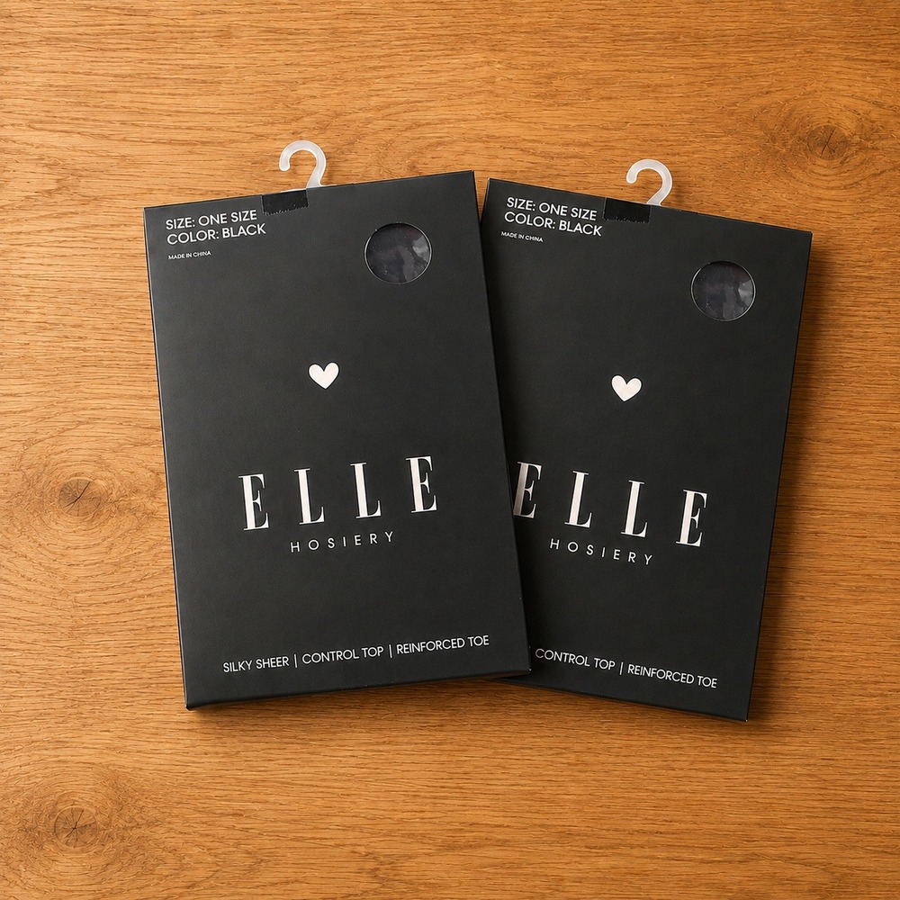 Elle Hosiery 2 Pack Black Silky Sheer Control Top Tights EEW92-BLK-ONE S/M/L